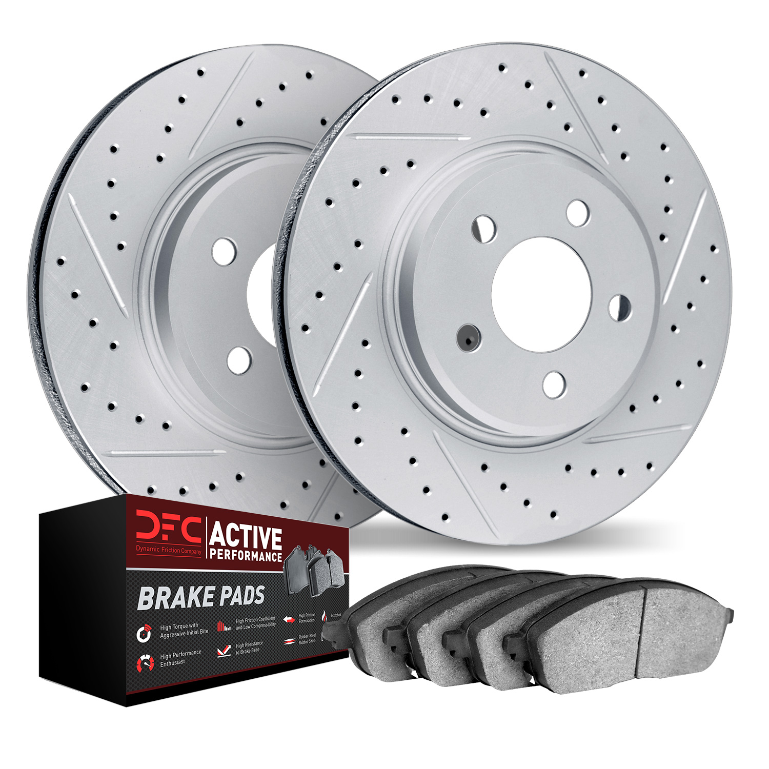 DFC Front Drilled Slotted Brake Pad and Rotor Kit - 2
