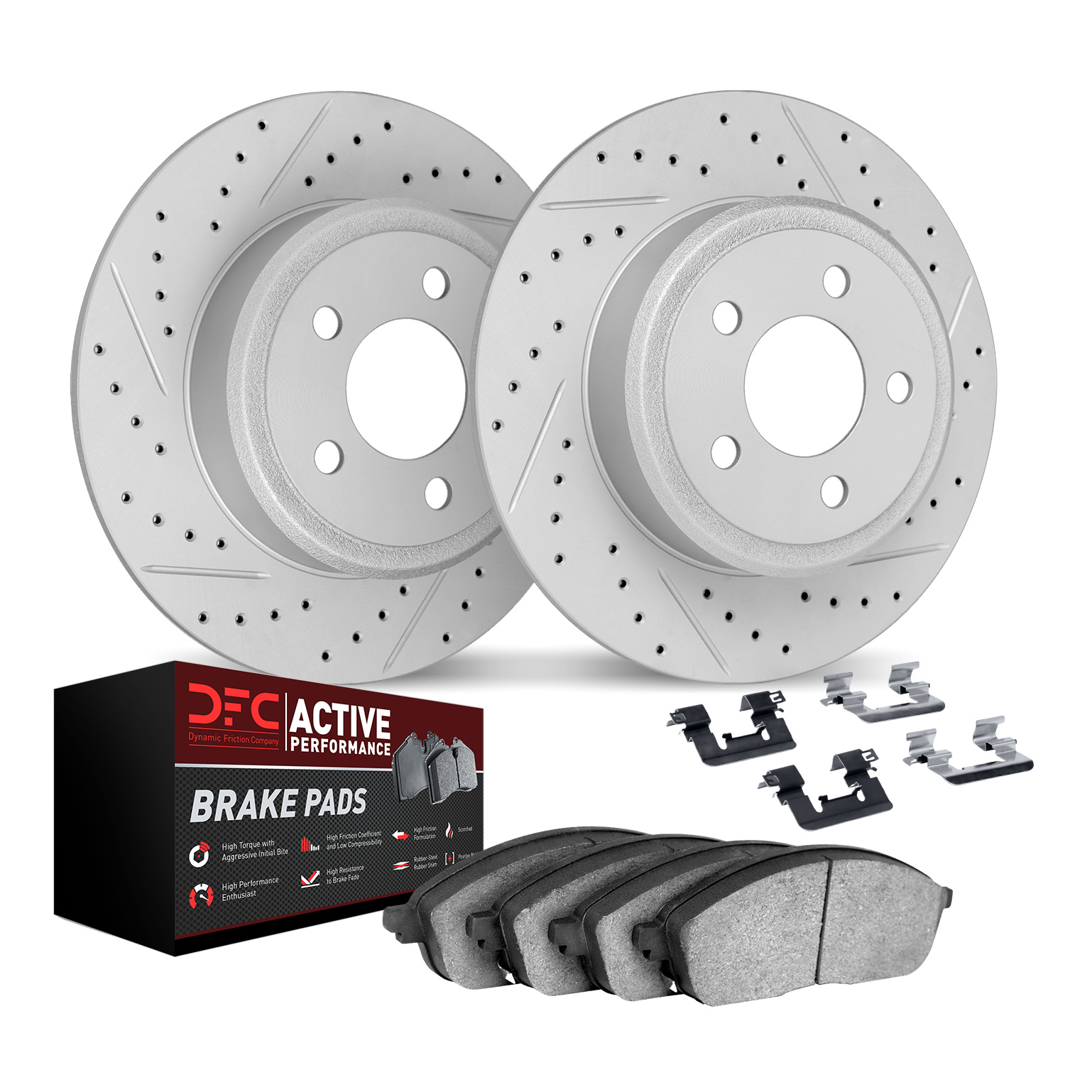 DFC Rear Drilled Slotted Brake Pad and Rotor Kit - 2