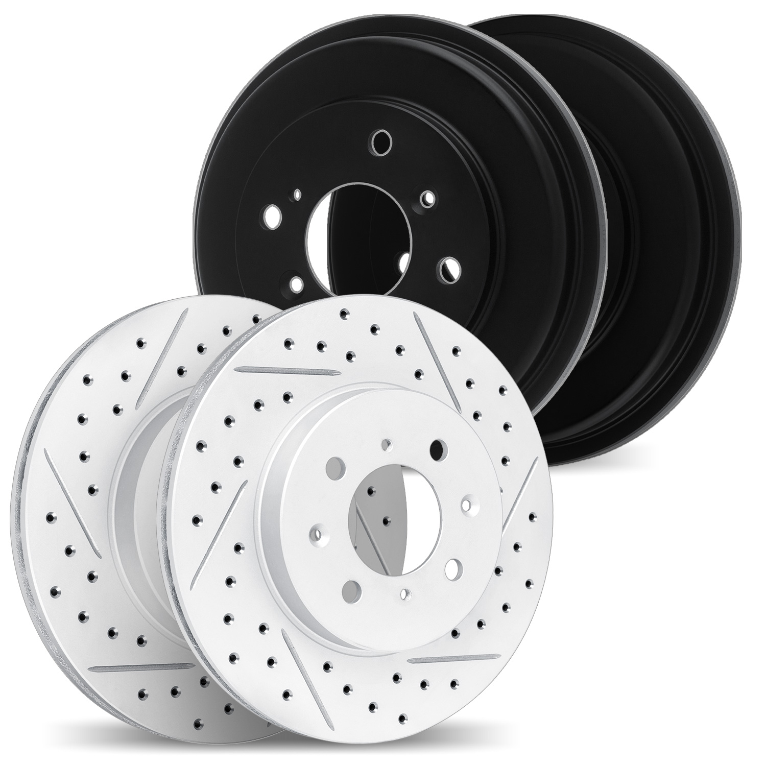 DFC Front & Rear Drilled Slotted Brake Rotors (Set of 4) - 2