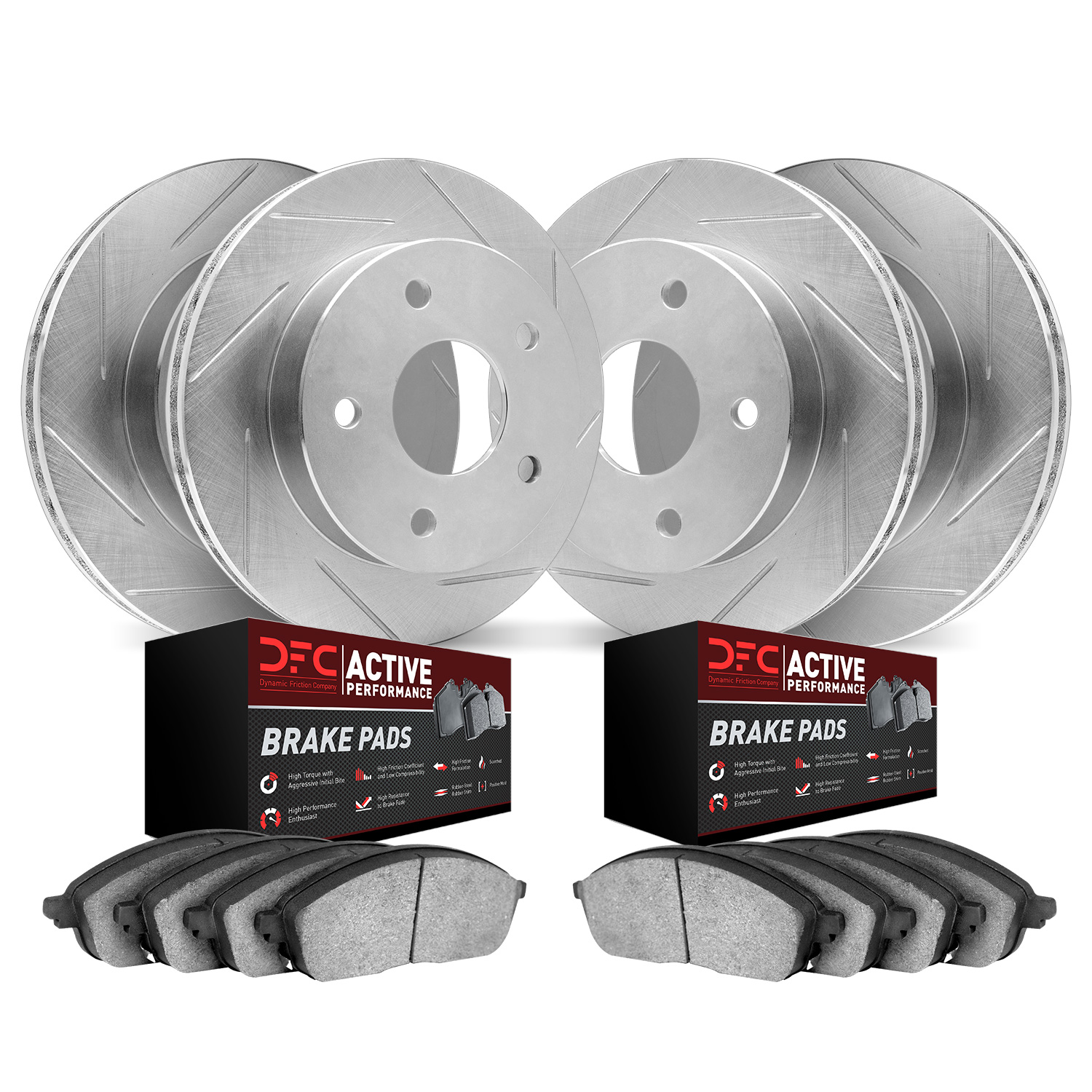 DFC Front & Rear Slotted Brake Pad and Rotor Kit - 2