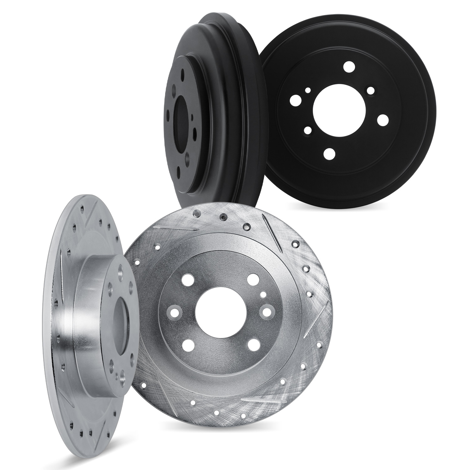 1981 Subaru Standard DFC Rotors-Drilled and Slotted-Silver with DFC Drums